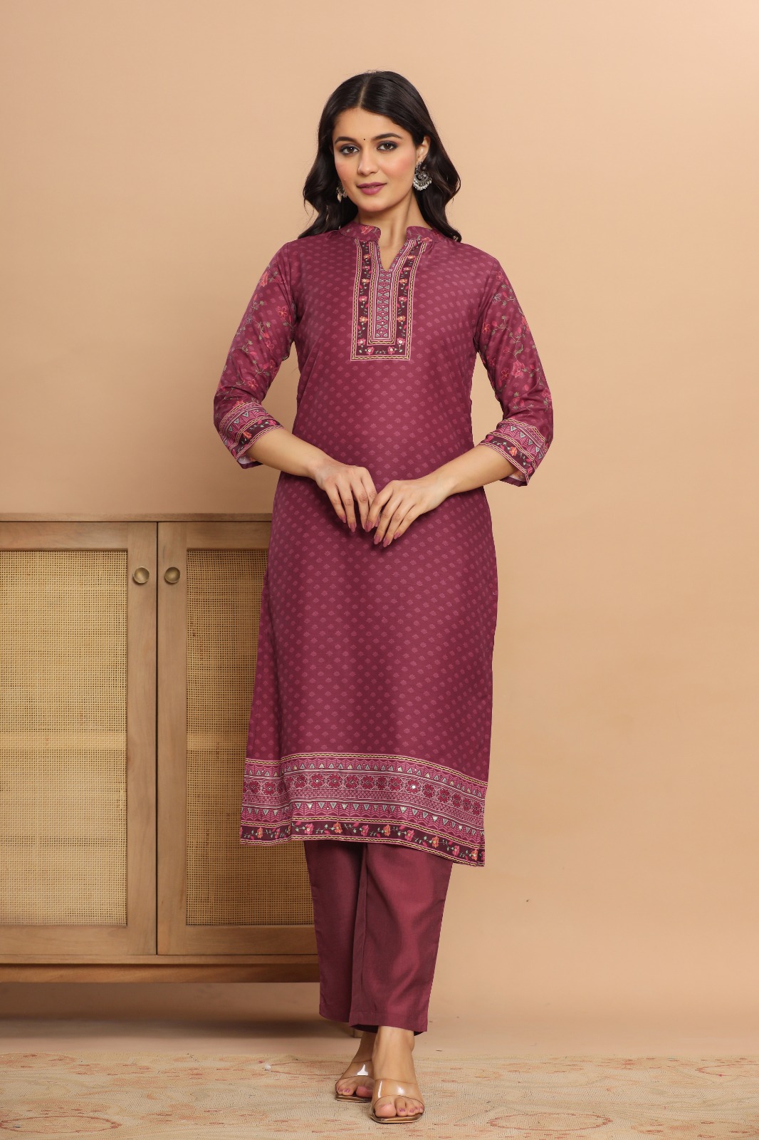 Masleen Digital Print with hand touch work