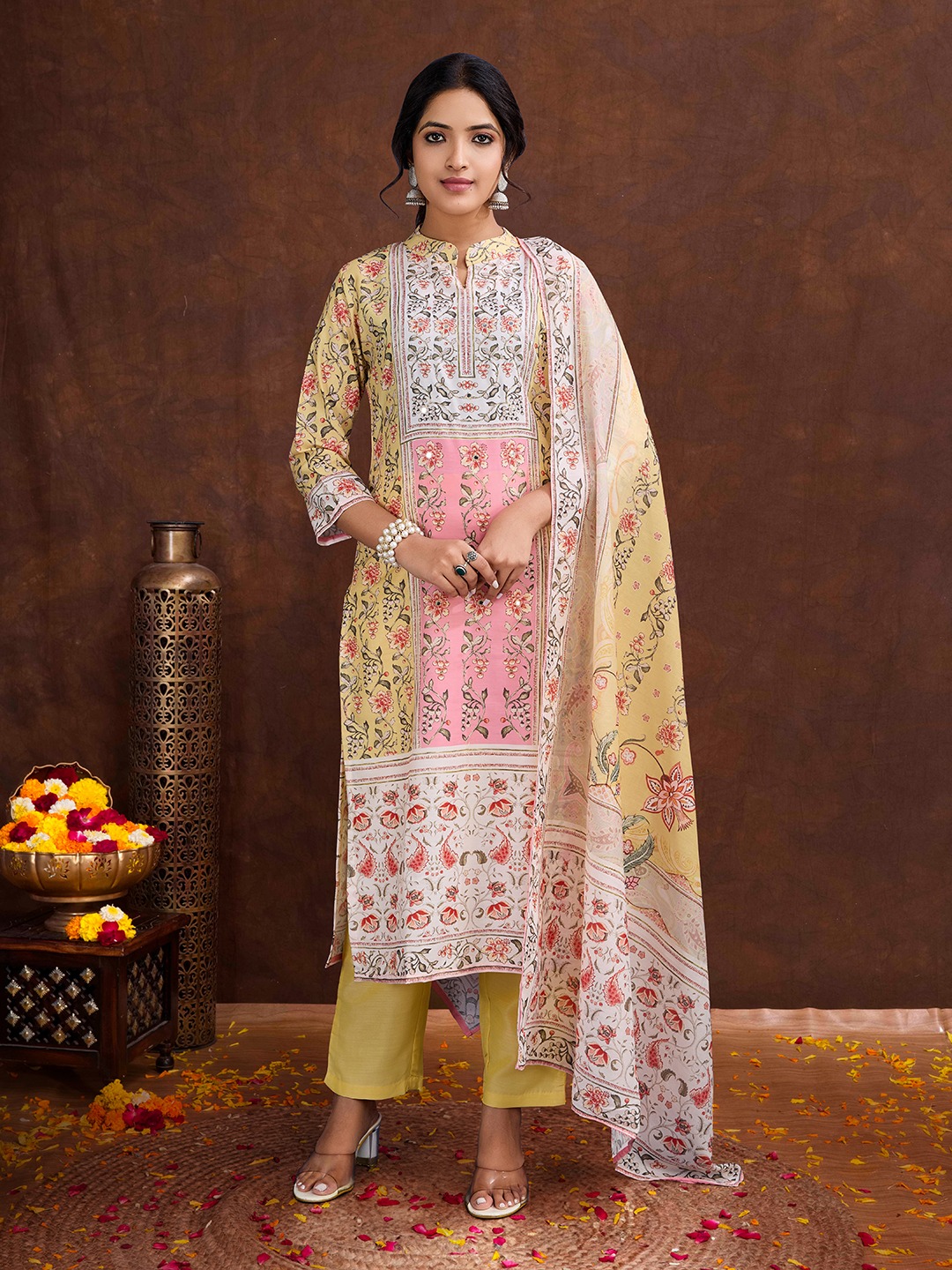 Masleen Digital Print with hand touch work