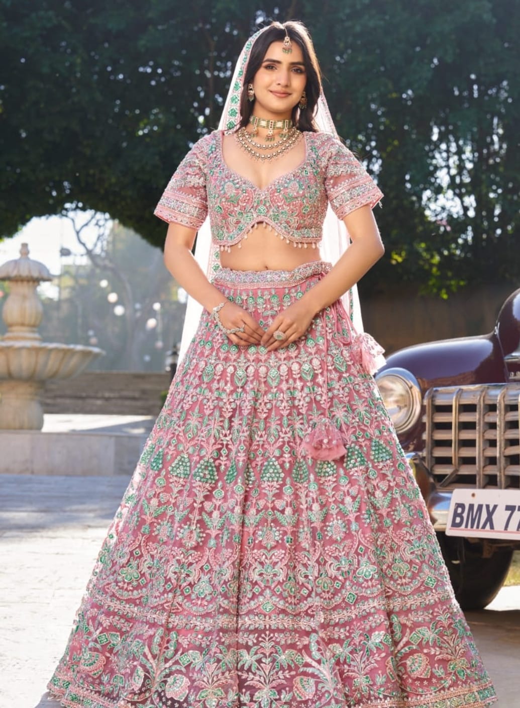 Likely raw silk and art silk satin lining and zari or thread embroidery in floral and traditional motifs