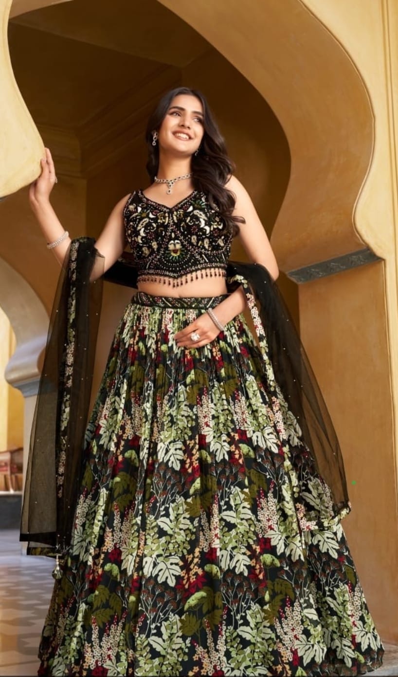 Likely silk satin and taffeta silk Heavy hand embroidery