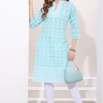 Breezy Phirozi Pure Cotton Chikankari Long Kurti for Women