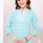 Breezy Phirozi Pure Cotton Chikankari Long Kurti for Women