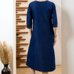 Effortless Style Blue Denim Frock Tunic with Classic Thread Work