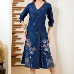 Effortless Style Blue Denim Frock Tunic with Classic Thread Work