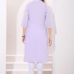 Light Purple Pure Cotton Chikankari Long Kurti for Women