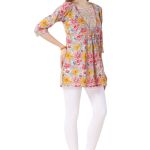 Light Brown Cotton Mix N Match Print Designer Short Tunic