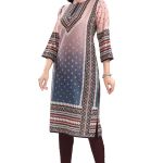 Pinky Peach Designer Digital Print Masleen Fabric Long Kurti Tunic