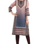Pinky Peach Designer Digital Print Masleen Fabric Long Kurti Tunic