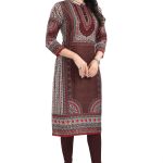 Beautiful Brown Designer Digital Print Masleen Long Kurti Tunic
