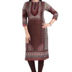 Beautiful Brown Designer Digital Print Masleen Long Kurti Tunic