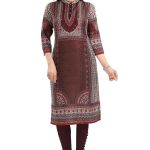 Beautiful Brown Designer Digital Print Masleen Long Kurti Tunic