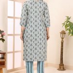 Blue Clue V Neck Kurti Pant Suit For Women