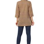 Casual Craze Brown Cotton Printed Short Tunic Top