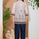 Elegant Beige Color Ethnic Print Cotton Short Kurti with Ban Collar