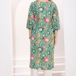 Pista Green Linen Cotton Round Neck Women Long Kurta