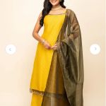 Ethnic Motifs Printed Shoulder Straps Zari Straight Kurta With Palazzos & Dupatta