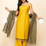 Ethnic Motifs Printed Shoulder Straps Zari Straight Kurta With Palazzos & Dupatta