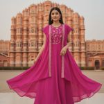 Women's Georgette Anarkali Maxi Dress & Jacket