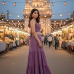 Women's Lavender Georgette Embellished Tiered Ready to Wear Lehenga Choli Set