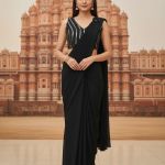 Black Shade Readymade Pre-Stitched Saree with Blouse, Ready to wear Saree, Indian Ethnic Sari,